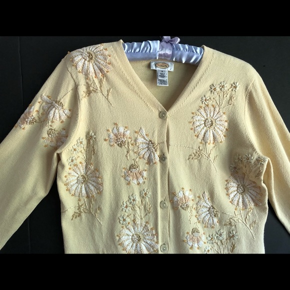 Talbots Yellow Dressy Button Cardigan Sweater - Picture 9 of 16